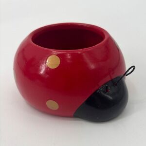 Vintage Rocket Farms Love Bugs‎ Ladybug Ceramic Planter, 4.5" Red Black